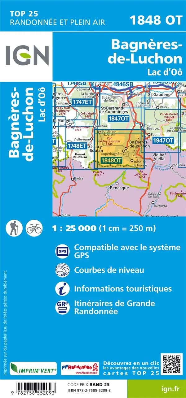 Bagnères-de-Luchon : Lac d'Oô (Éd. 6) Institut national de l'information géographique et forestière ; [avec la collaboration de la Fédération française de la randonnée pédestre]
