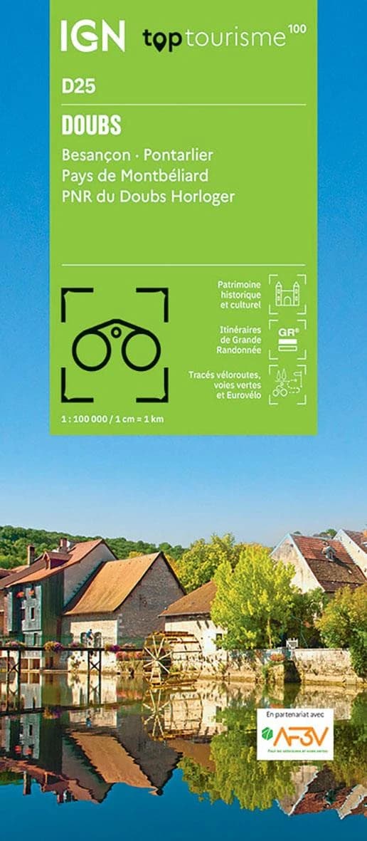 Doubs : Besançon, Pontarlier, Pays de Montbéliard, P[arc] N[aturel] R[égional] du Doubs Horloger (Éd. 1) réalisé et édité par l'Institut national de l'information géographique et forestière