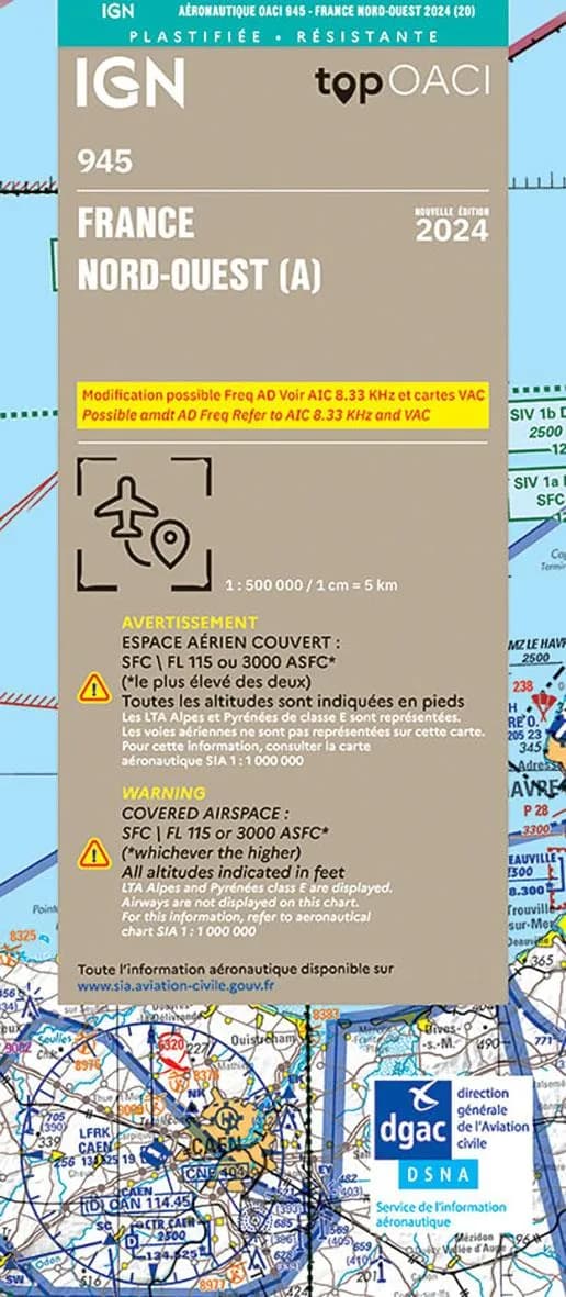 France nord-ouest (20 édition) [réalisé et publié par l']Institut national de l'information géographique et forestière ; [surcharges aéronautiques] SIA ; OACI