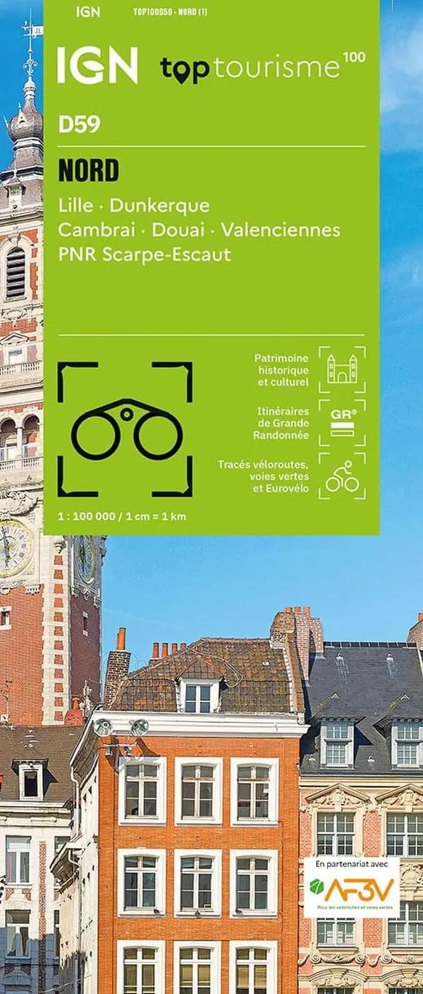 Nord : Lille Dunkerque, Cambrai, Douai, Valenciennes, P[arc] N[aturel] R[égional] Scarpe-Escaut (Éd. 1) réalisé et édité par l'Institut national de l'information géographique et forestière