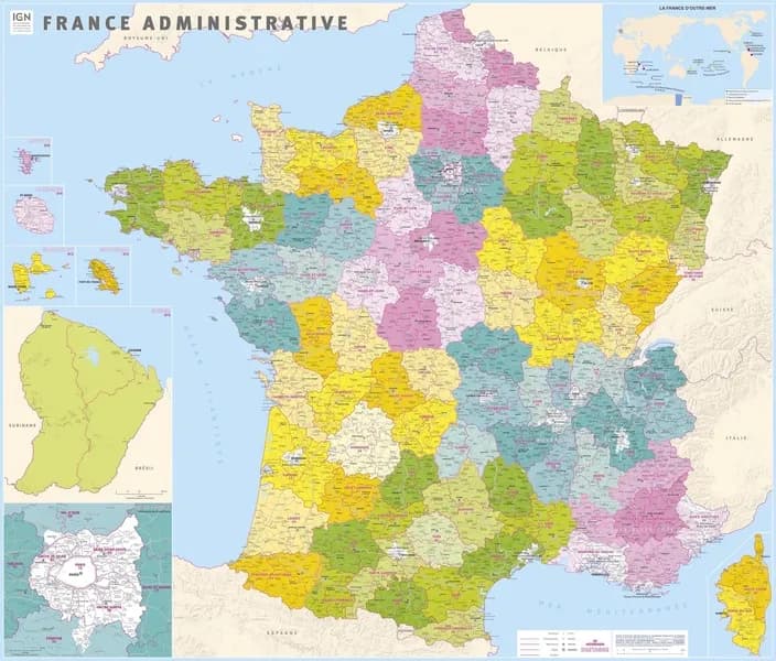 Poster France administrative plastifié