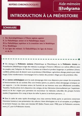 Introduction à la Préhistoire
