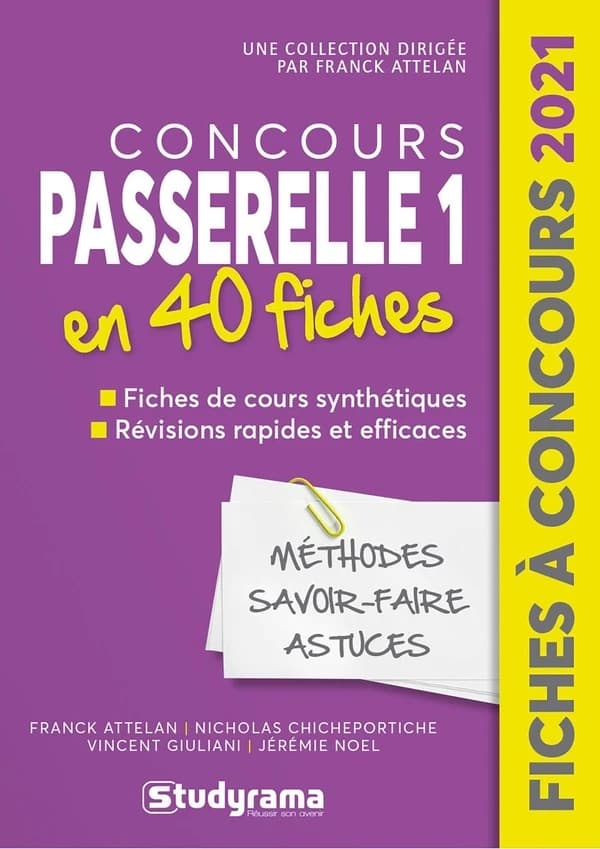 Concours Passerelle 1 : 50 fiches, méthodes, savoir-faire et astuces... (7e éd.) Franck Attelan,... Nicholas Chicheportiche,... Vincent Giuliani,... [et al.]