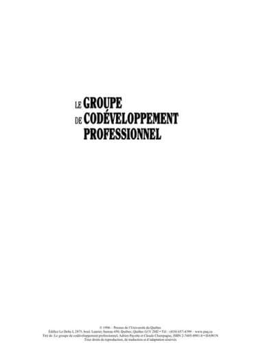Le groupe de codéveloppement professionnel