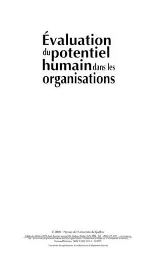 Évaluation du potentiel humain dans les organisations : élaboration et validation d'instruments de mesure