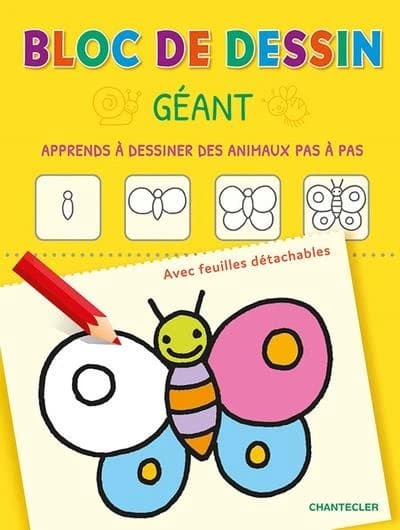 Bloc de dessin géant : Apprends à dessiner des animaux pas à pas
