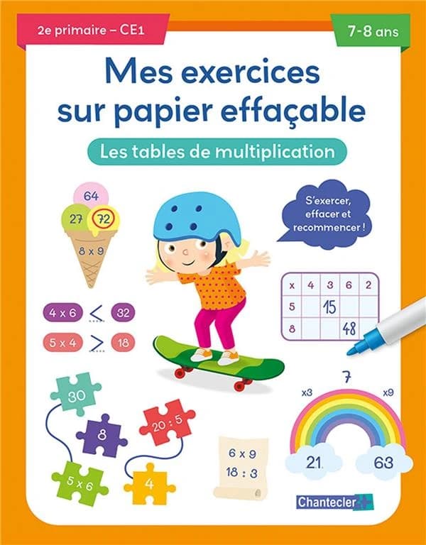 Mes exercises sur papier effaçable : les tables de multiplication