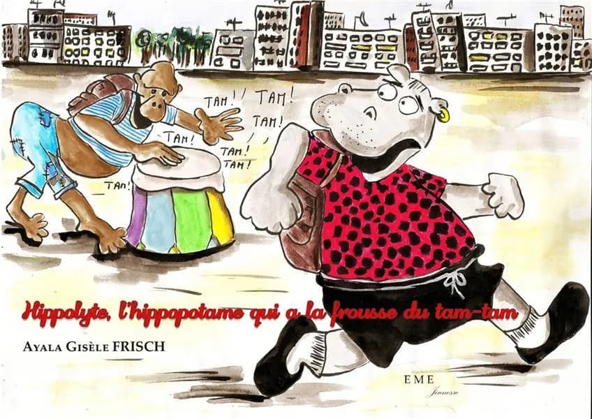 Hippolyte l'hippopotame qui a la frousse du tam tam