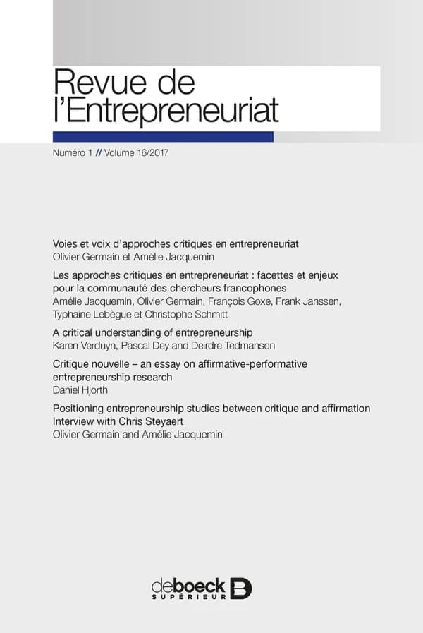 Revue de l'entrepreneuriat 2017