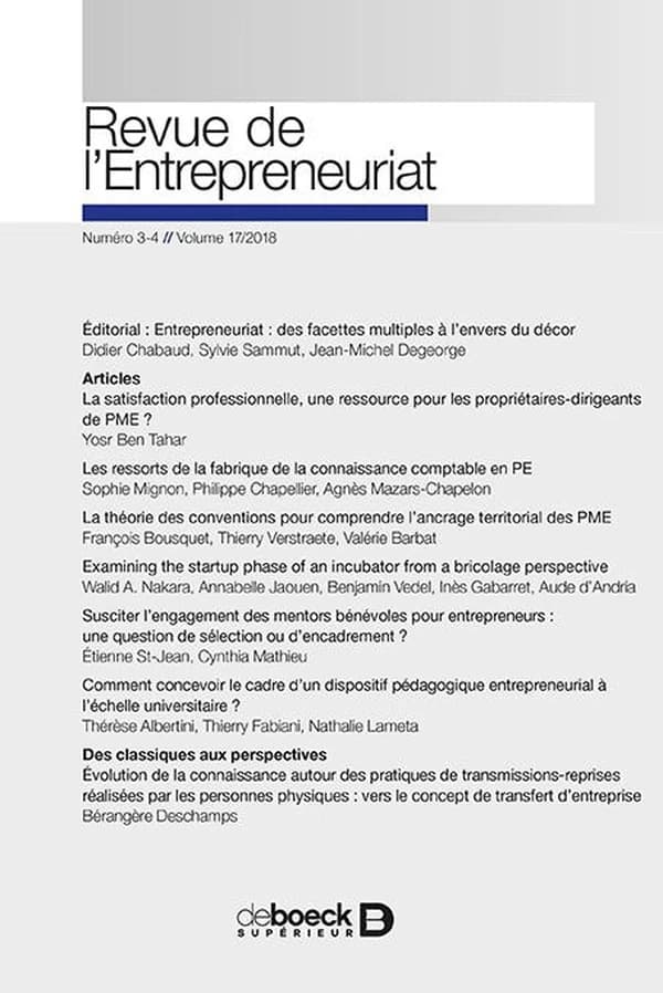 Revue de l'entrepreneuriat 2018