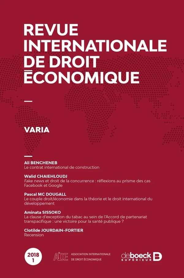 Revue internationale de droit économique 2018