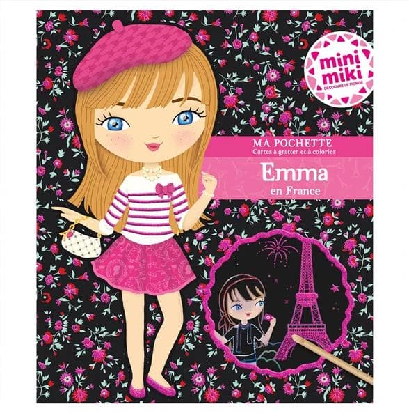 Emma en France : ma pochette Minimiki : cartes à gratter et à colorier : Emma en France : [Carte à gratter]