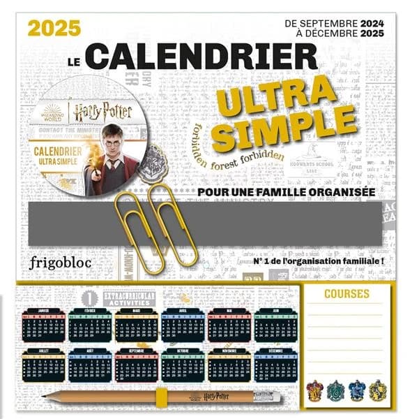 Le Calendrier Ultra Simple Harry Potter : Avec 1 crayon et 2 maxi-trombones