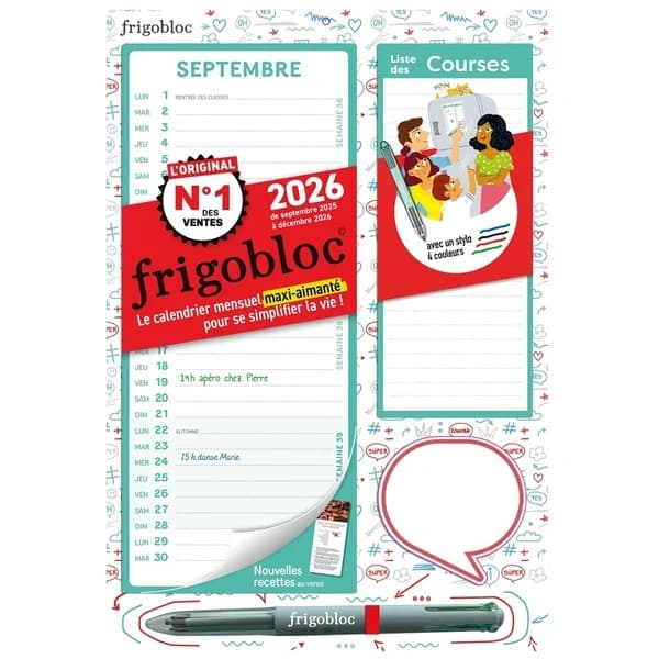 Mini Frigobloc mensuel : Avec 1 stylo 4 couleurs