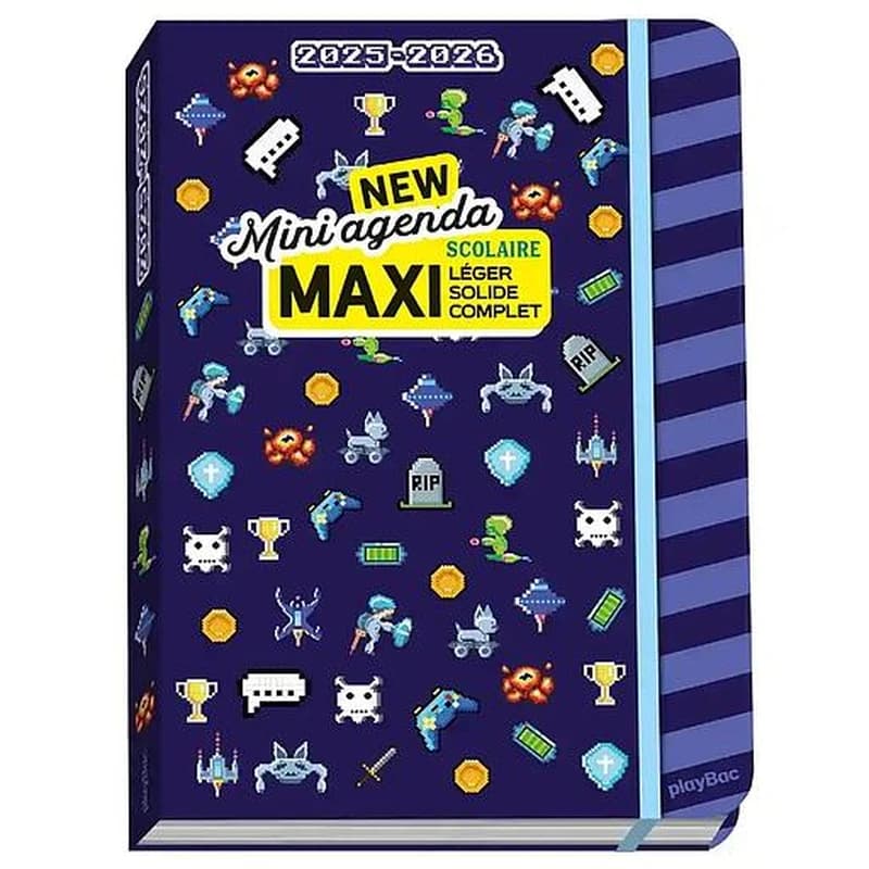 Mini agenda scolaire : Couverture pixel art ; Maxi léger, solide, et complet (édition 2025