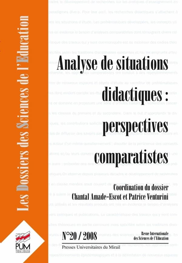 Les dossiers des sciences de l'éducation : analyse de situations didactiques : perspectives comparatistes