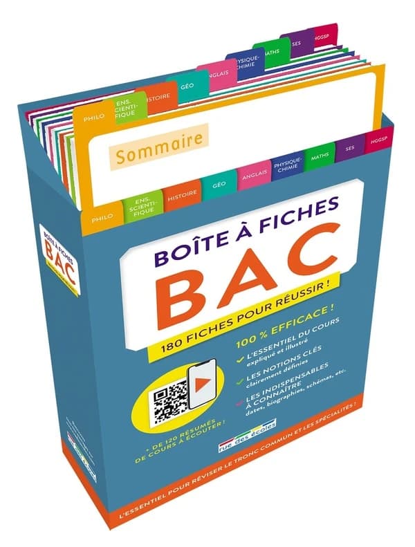 Boîte à fiches bac : 180 fiches pour réussir !