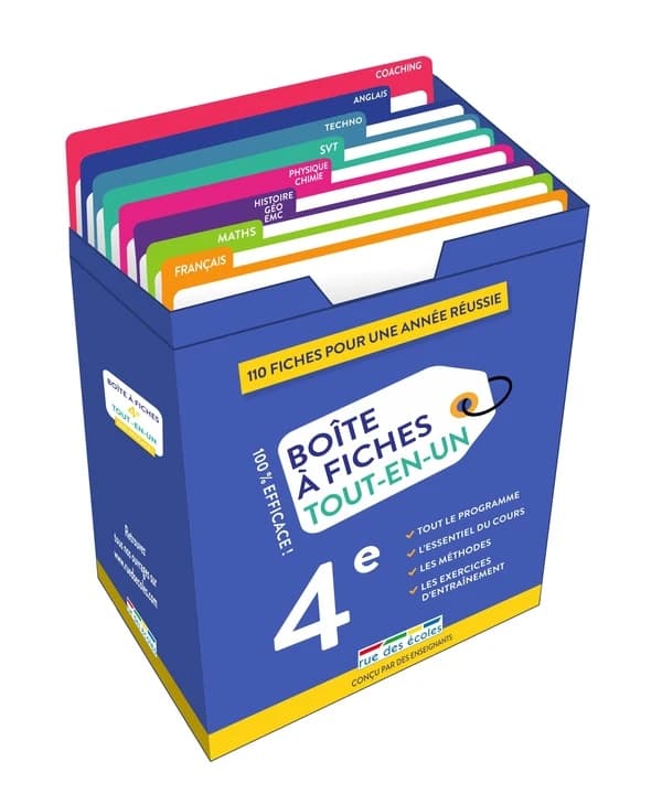 Boîte à fiches : 4e : 110 fiches pour une année réussie