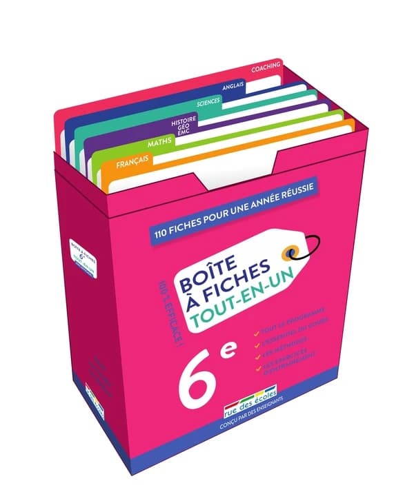 Boîte à fiches : Tout-en-un : 6e ; 110 fiches pour réussir sa sixième !