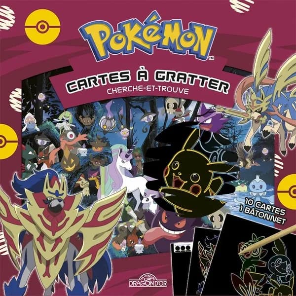 Pokémon : mes cartes à gratter cherche-et-trouve : les pokémons légendaires de Galar : pochette avec 10 cartes à gratter et un bâtonnet : dès 6 ans : [Carte à gratter]