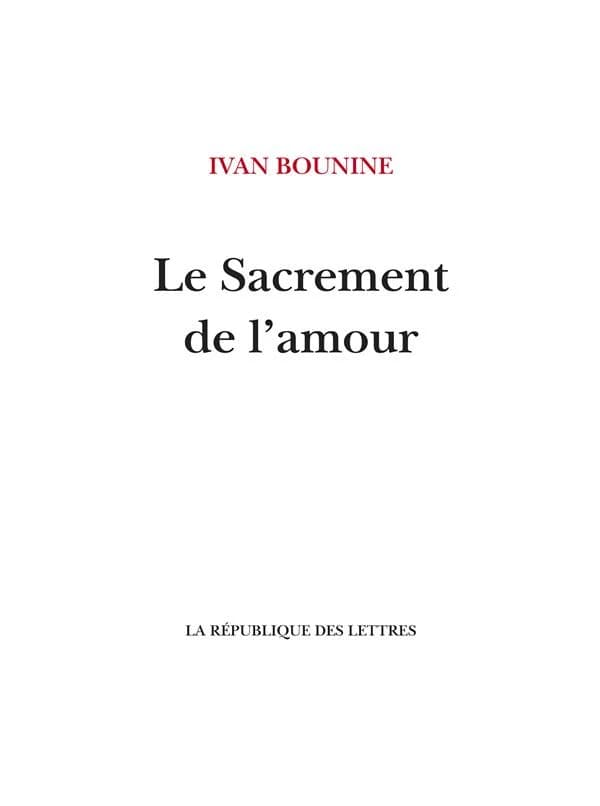 Le sacrement de l'amour : ou L'amour de Mitia