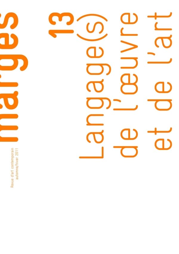 Marges n.13 : langage(s) de l'oeuvre et de l'art