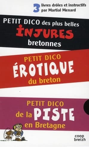 3 petits dicos ; coffret ; petit dico des injures ; petit dico de la piste en Bretagne ; petit dico érotique du breton