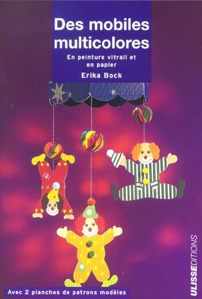 Dse mobiles multicolores en peinture vitrail et en papier
