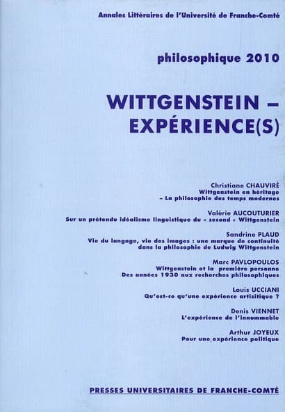 Philosophique ; Wittgenstein, expérience(s) (édition 2010)