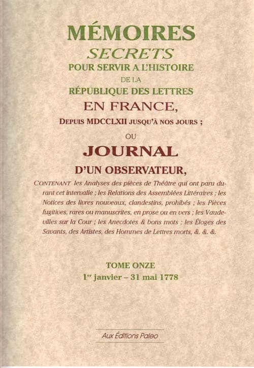 Mémoires secrets ou journal d'un observateur Tome 11 1778