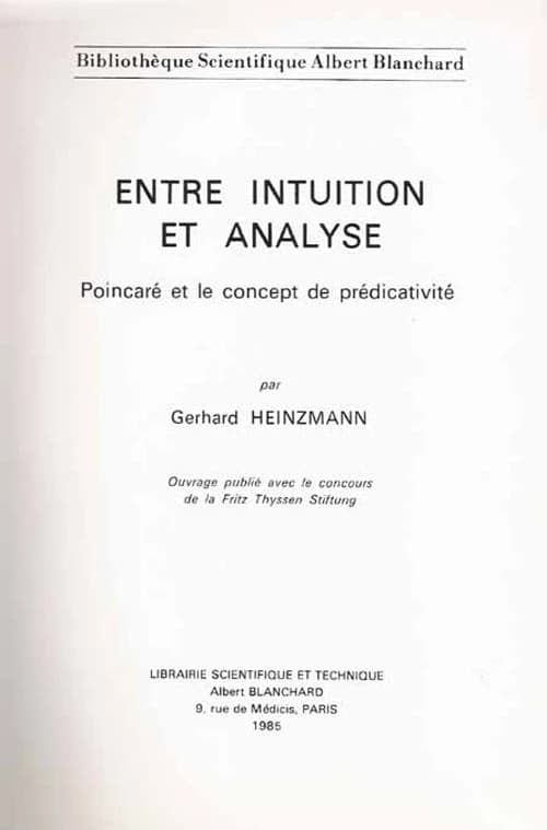 Entre intuition et analyse : Poincaré et le concept de prédicativité
