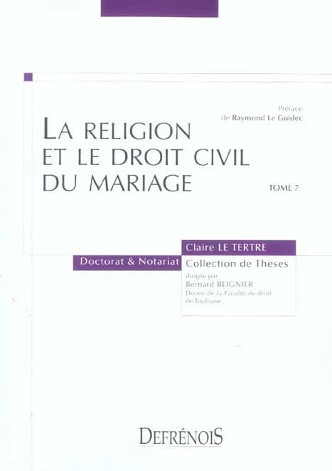 La religion et le droit civil du mariage