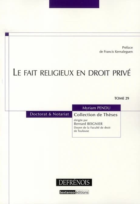 Le fait religieux en droit privé
