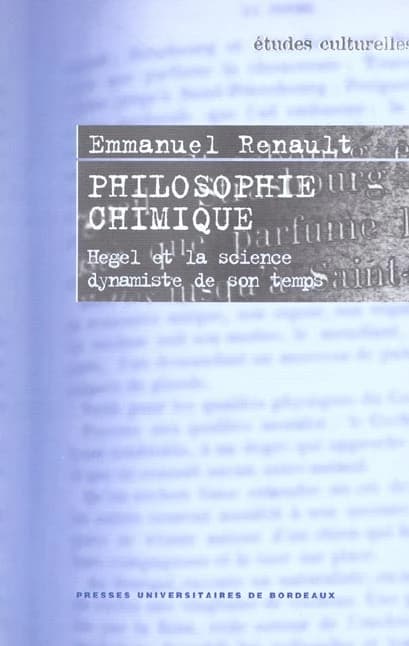 Philosophie chimique : Hegel et la science dynamiste de son temps