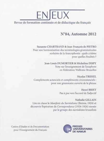 ENJEUX n.84 : automne 2012