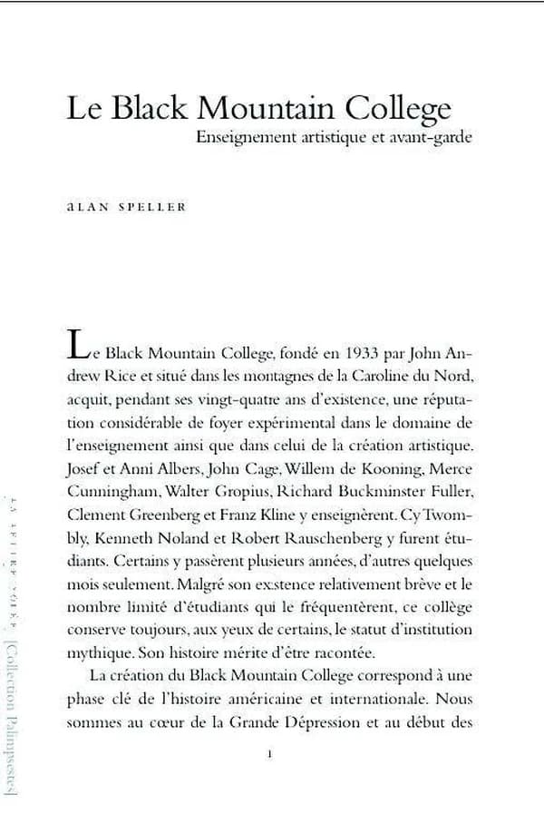 Le Black Mountain college : enseignement artistique et avant-garde