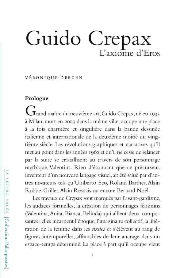 Guido Crepax : l'axiome d'Éros
