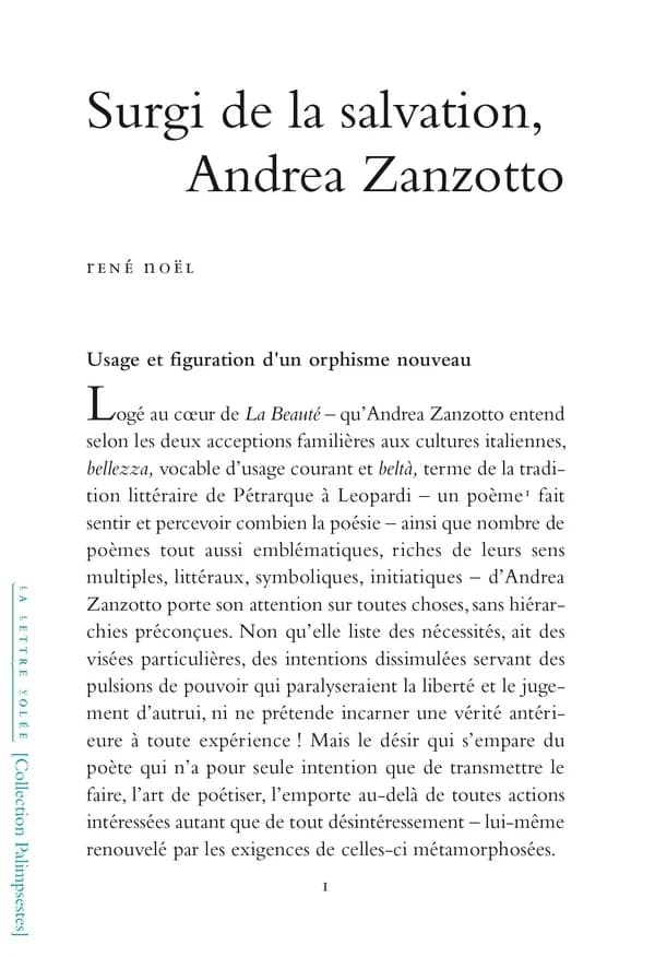 Surgi de la salvation, Andrea Zanzotto