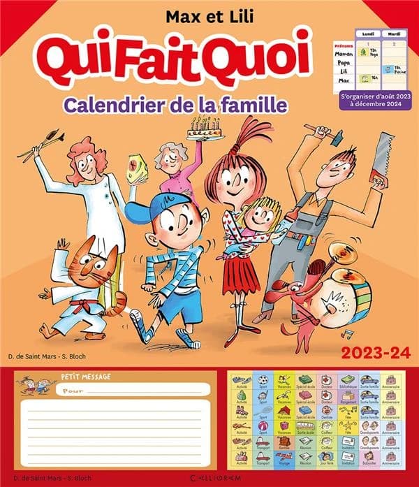 Max et Lili : calendrier de la famille : qui fait quoi (édition 2023