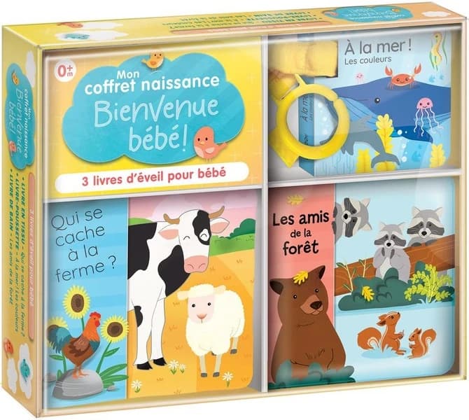 Mon coffret naissance : bienvenue bébé ! : 3 livres d'éveil pour bébé