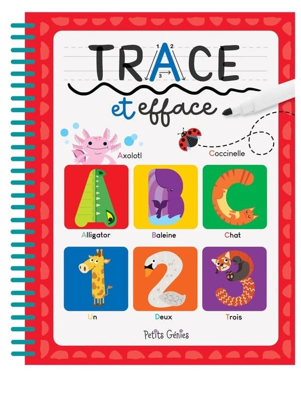 Trace et efface ABC 123 : Avec 1 feutre