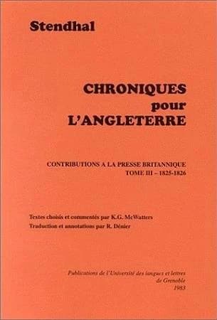Contributions à la presse britanique. Tome III, 1825-1826