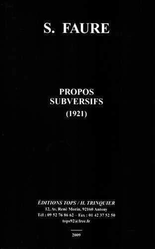 Propos subversifs : 1921