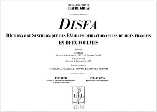 DISFA : dictionnaire synchronique des familles dérivationnelles de mots français