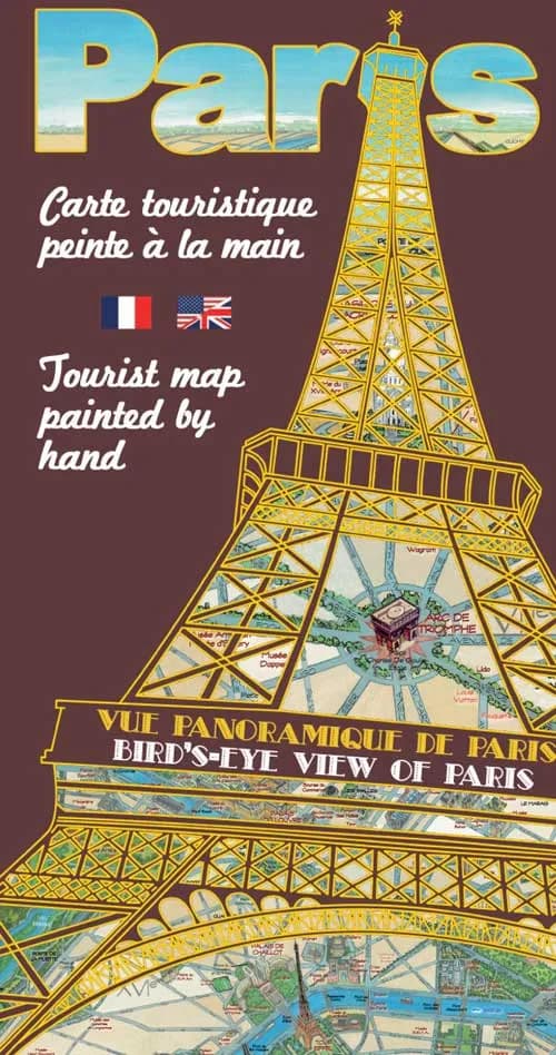 Carte touristique de Paris peinte à la main