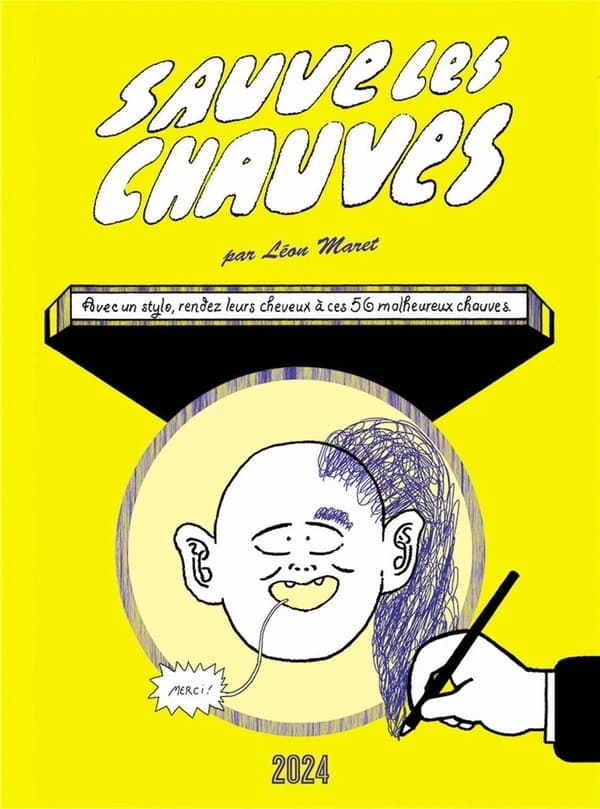 Sauve les chauves : avec un stylo, rendez leurs cheveux à ces 56 malheureux chauves : [Album à colorier]