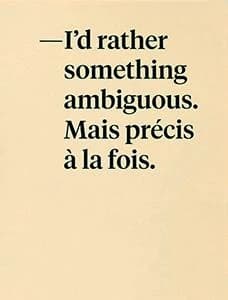 I'd rather something ambiguous. Mais précis à la fois