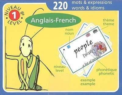 Cartes de vocabulaire anglais-français : niveau 1 ; 220 mots & expressions