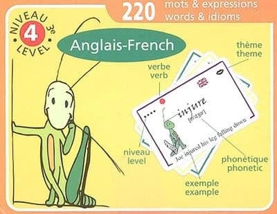 Cartes de vocabulaire anglais-français : niveau 4 ; 220 mots & expressions