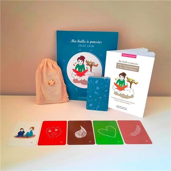 Ma bulle à pensées : pack émotions, livre émotions , jeu de cartes émotions + guide d'accompagnement